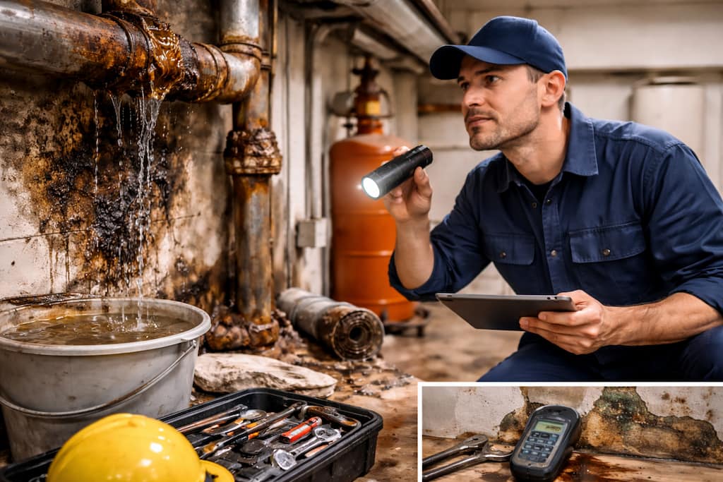 fontanero-urgente-terrassa-linterna-escape-agua-tuberias-antiguas