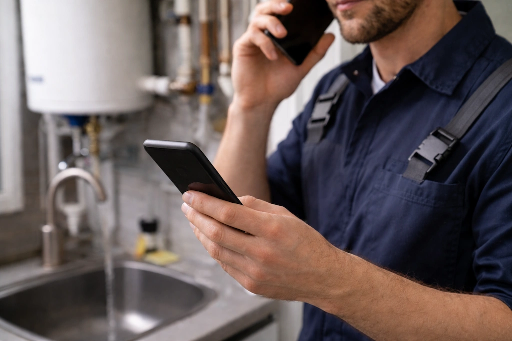 fontanero-urgente-terrassa-atendiendo-llamada