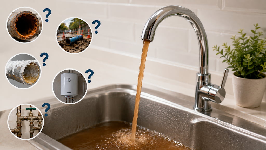 fontanero-terrassa-grifo-agua-marron-suciedad-tuberias-interrogantes
