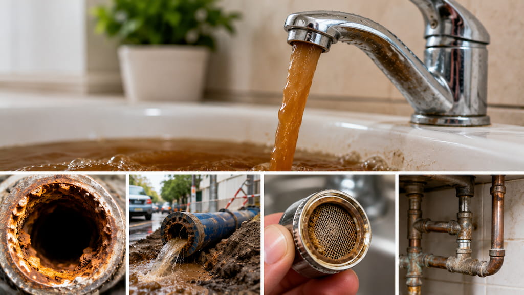 fontanero-terrassa-grifo-agua-marron-tuebrias-sedimentos-suciedad